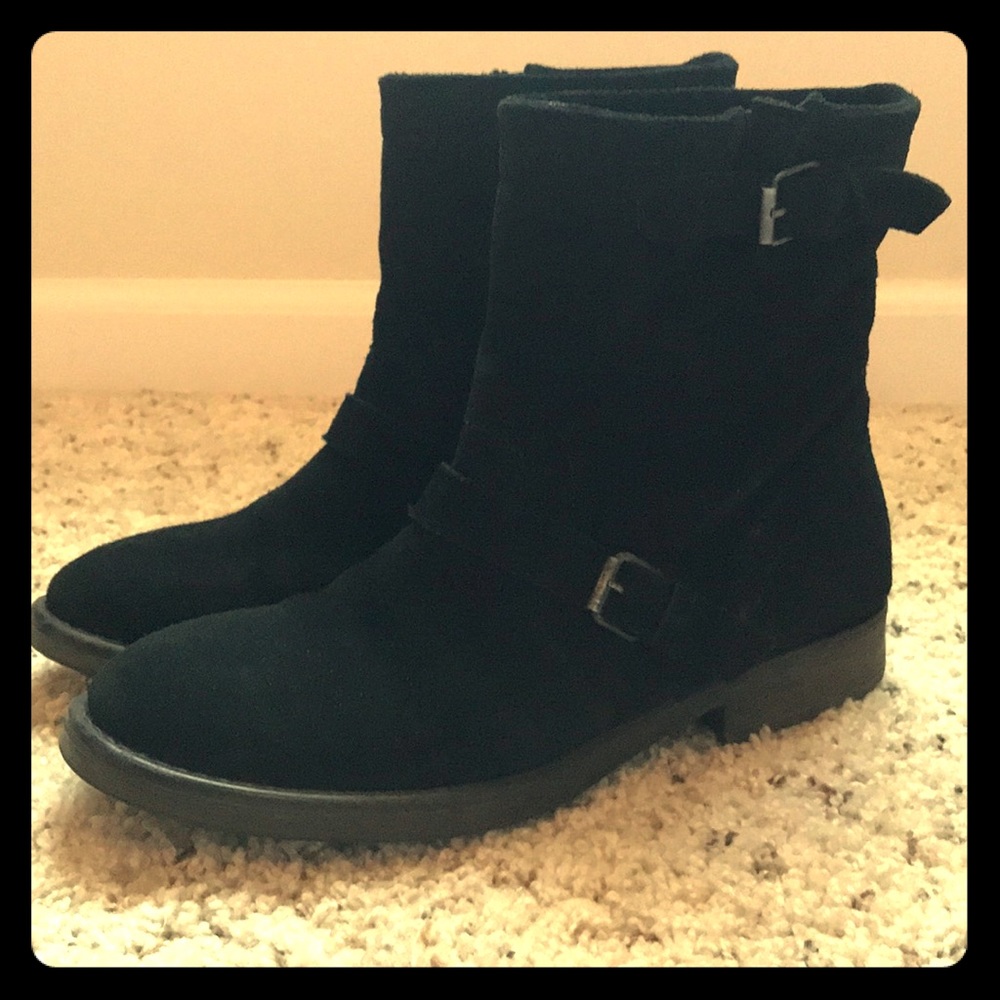 ZiGigirl black suede Moto boots sz8 GUC